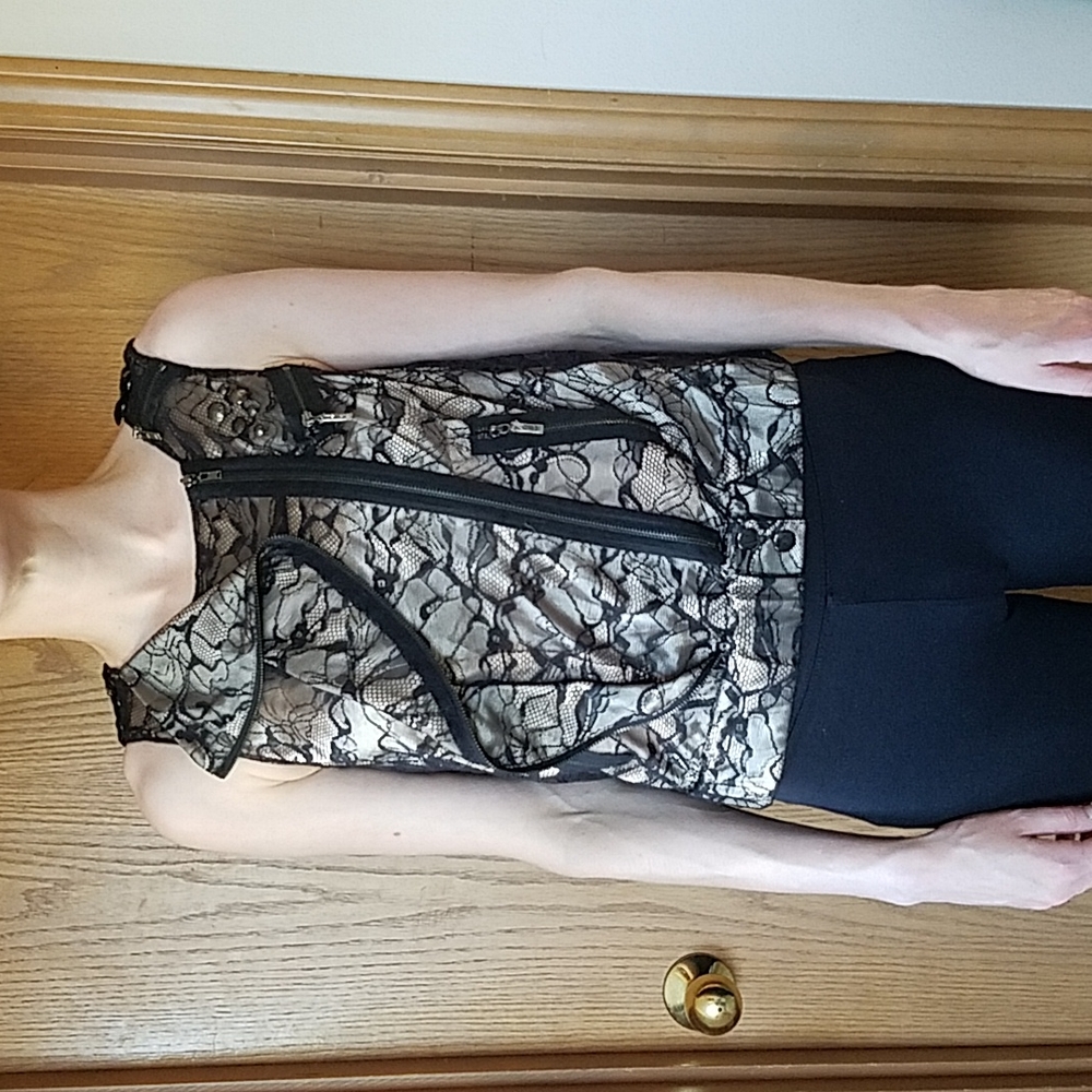 Bebe xs Lace Biker Vest